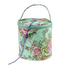 1pc Small Size Yarn Storage Tote Bag, Short Perforated Yarn Storage Bucket, Round Crochet Woven Bag, DIY Accessory Organizer Bag, Convenient For Storing Crochet Hooks, Yarn And Other Knitting Tools (Multiple Styles Available), Art Supplies - Multicolor - View 1