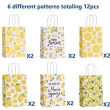 12 件柠檬印花时尚派对礼品袋 - 黃色 - 查看 6
