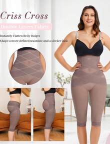 Nebility Faja Women's Body Shaping Pants Leggings Tummy Tuck Waist Hip Lift Spring Summer Autumn Winter Breathable And Comfortable Seamless Three-Quarter Hip Lift Pants Suitable For Daily Wear - Dusty Purple - View 5
