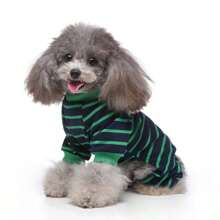 1件装宠物睡衣条纹四足衣服印花狗狗衣服四足睡衣针织宠物衣服家居衣服 - 彩色 - 查看 5