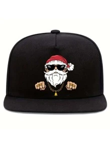 1 件“圣诞装饰帽”字母印花男女通用时尚嘻哈帽，街头运动嘻哈可调节棒球帽