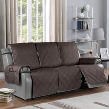 1/2/3 Seat Waterproof Recliner Sofa Cover, Non Slip Recliner Chair Covers, Washable Reclining Couch Cover Outdoor Cushion Covers Garden Furniture Protector With Elastic Straps Pocket For Pets, Cats, Dogs Chocolate Brown - 巧克力棕 - 查看 2
