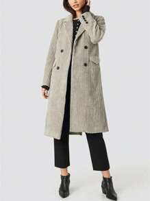 Chaqueta larga de moda de terciopelo acanalado de unicolor