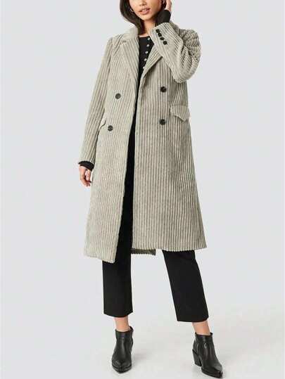 Chaqueta larga de moda de terciopelo acanalado de unicolor