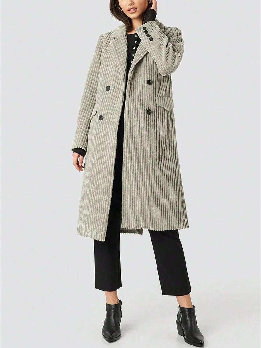 Chaqueta larga de moda de terciopelo acanalado de unicolor