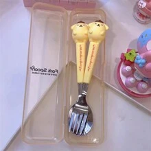 2pcs Cute Cartoon Doll Shape Stainless Steel Spoon And Fork Set Outdoor Edible Grade Cartoon Portable Boxed Cutlery Set - Multicolor - View 13