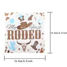 My First Rodeo Birthday Party Decorations-20Pcs Beverage Napkins Pink Cowgirl Napkins, Blue Cowboy Blue Paper Napkins Western Rodeo Disposable Paper Napkins Guest Hand Towels For My First Rodeo Birthday Party Supplies, - Multicolor - View 2