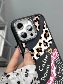 动物 1 件金属电镀豹纹 TPU 手机壳，适用于 Apple iPhone 7/8/X/11/12/13/14/15/16 系列 - 黑色 - 查看 4