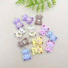 10 件随机混合树脂卡通吊坠，6 种颜色可爱熊形 DIY 珠宝饰品，适用于项链、耳环、手链、钥匙链和工艺品 - 多色 - 查看 6