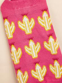 加厚针织猫咪泰迪柯基犬仙人掌图案宠物毛衣适合秋冬季 - 玫紅色 - 查看 8