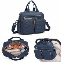 Diaper Bag With Insulated Pockets Lightweight Travel Nappy Tote Convertible Messenger For Mom And Dad Baby Changing Weekender Navy Blue - Navy Blue - View 2