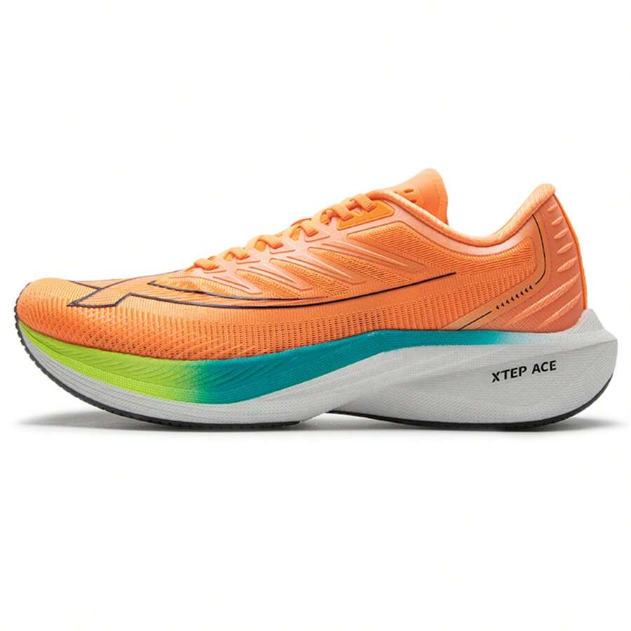 XTEP One-Piece 1.0 Men's Low-Top Sports Shoes, Wear-Resistant Lightweight Fashionable Running Sneakers - Fluorescent Soft Orange - View 1