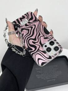 1pc Fashionable Transparent Glossy Striped Print Phone Case, Compatible With IPhone 11/12/13/14/15/16 16PRO 16PROMAX, GalaxyA05/A15/A25/A35/A53/A54/A55/S23/S24ULTRA - Clear - View 7