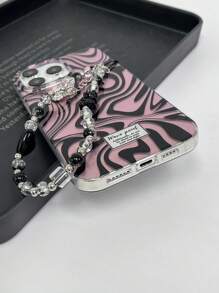 1pc Fashionable Transparent Glossy Striped Print Phone Case, Compatible With IPhone 11/12/13/14/15/16 16PRO 16PROMAX, GalaxyA05/A15/A25/A35/A53/A54/A55/S23/S24ULTRA - Clear - View 6