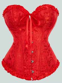 Palace Style Corset With Boning To Shape Waist And Push Up Bust, Sexy Jacquard Shapewear Top, Suitable For Wearing With A Dress, 1pc