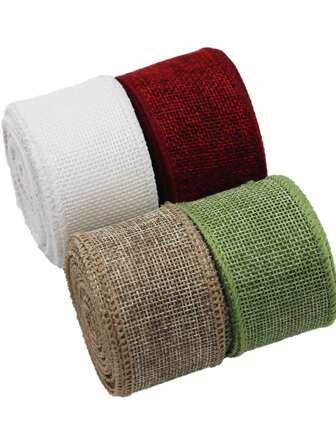 (5米/卷)彩色麻布线边缘造型丝带DIY礼品包装蝴蝶结婚礼装饰绑带手工材料配件情人节