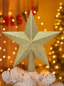 6 英寸闪光圣诞树顶饰防碎圣诞树装饰树顶适合节日装饰或家居装饰最佳礼物 - 彩色 - 查看 6