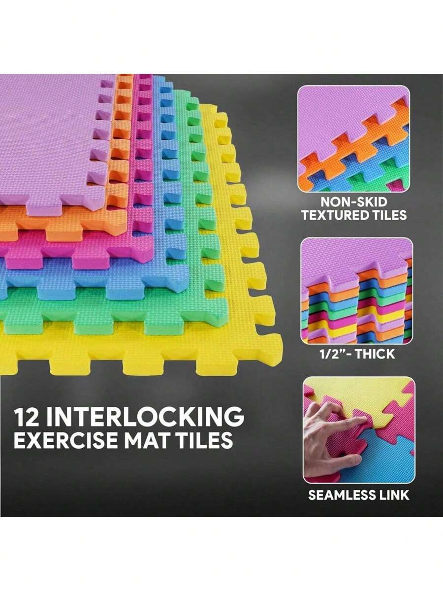 Puzzle Exercise Mat With EVA Foam Interlocking Tiles For MMA, Exercise