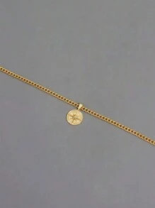 1 Pieza Collar de acero inoxidable con colgante de cabeza de león con brillo de circonita, joyería hip-hop para hombres