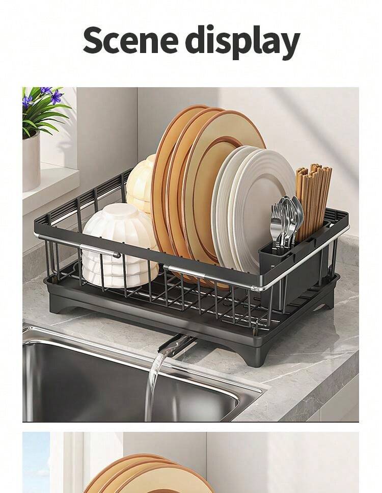 1pc Dish Drying Rack,Adjustable Over The Sink Or On Counter Dish