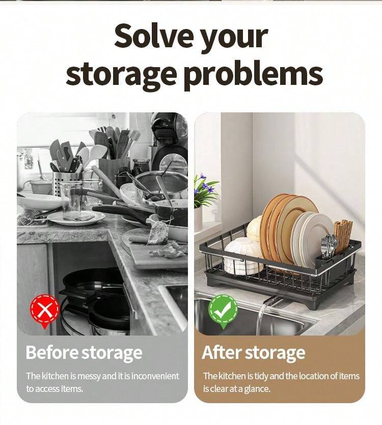 1pc Dish Drying Rack,Adjustable Over The Sink Or On Counter Dish