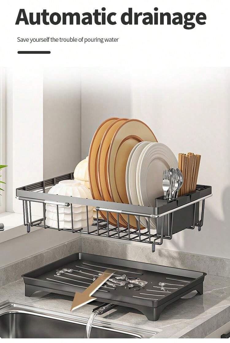 1pc Dish Drying Rack,Adjustable Over The Sink Or On Counter Dish