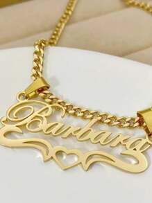 1件金色玫瑰金款式可选，不锈钢心形吊牌，可定制姓名项链，可拆卸链，时尚个性化珠宝，时尚配饰，送给亲朋好友的最佳礼物，适合日常、派对、圣诞节等各种场合，优雅嘻哈风格，无需镀层，适合感恩节、圣诞节等各种节日。金色、时尚、多彩、复古、潮人、简约、Y2K、2000年代时尚、定制、个性化、独特，送给他的理想礼物，送给她的理想礼物，送给男朋友、女朋友、爸爸、妈妈、家人、朋友，适合周年纪念日、生日、毕业典礼、舞会、派对、女士项链、学习用品、返校季、办公室、学校、教室、教师礼物、大学、同事、宿舍、教师、男孩女孩等。青少年、初中生、高中生、大学生、大一新生、大二学生、低年级学生、时尚秋季 - 彩色 - 查看 6