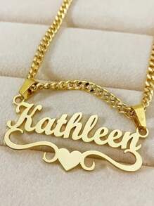 1件金色玫瑰金款式可选，不锈钢心形吊牌，可定制姓名项链，可拆卸链，时尚个性化珠宝，时尚配饰，送给亲朋好友的最佳礼物，适合日常、派对、圣诞节等各种场合，优雅嘻哈风格，无需镀层，适合感恩节、圣诞节等各种节日。金色、时尚、多彩、复古、潮人、简约、Y2K、2000年代时尚、定制、个性化、独特，送给他的理想礼物，送给她的理想礼物，送给男朋友、女朋友、爸爸、妈妈、家人、朋友，适合周年纪念日、生日、毕业典礼、舞会、派对、女士项链、学习用品、返校季、办公室、学校、教室、教师礼物、大学、同事、宿舍、教师、男孩女孩等。青少年、初中生、高中生、大学生、大一新生、大二学生、低年级学生、时尚秋季 - 彩色 - 查看 2