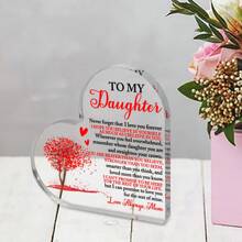 1 pieza Placa de acrílico con forma de corazón, regalo de graduación para hija, adecuado para cumpleaños, Acción de Gracias, graduación, día conmemorativo, oficina, estilo sencillo