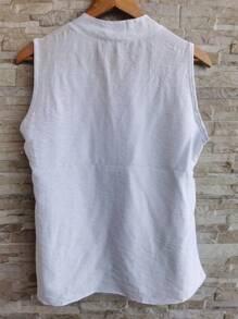 Summer Leisure Button Down Tank Top - 白色 - 查看 2