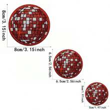 3pcs Disco Ball Iron On Patches For Hats,Music Party Bling Ball Embroidered Patch For Bags,Hat,T-Shirts,Jackets,Jeans,Vests Sewing Craft Decoration