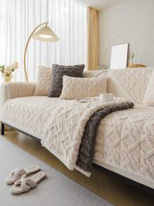 1 件毛绒厚绗缝提花沙发垫套，柔软亲肤，宠物友好型防滑，适合 4 个季节 - 彩色 - 查看 12