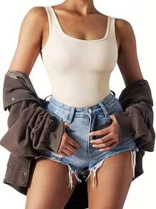 Body sport fără cusături, pachet de 3 bucăți, stil maiou cu nervuri, potrivit pentru sală, purtare zilnică, exterior, body modelator casual