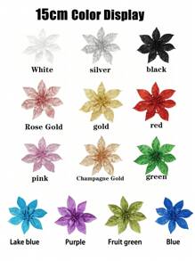 2pcs/10pcs Glitter Poinsettia Artificial Multicolor Poinsettia Christmas Tree Decorations (With Clips), Glitter Poinsettia Flowers, Christmas Decorations, Holiday Accessories, Christmas Tree, Wreaths, Glitter Poinsettia Christmas Tree Ornaments, Holiday Decoration DIY Poinsettia Wreaths, Party Decor Poinsettia Wreath Decorations, Artificial Wedding Flower Decorations, Party Gift Clips - White - View 2