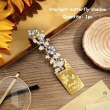 1pc Metal Hollow Bookmark Retro Fantasy Butterfly Flowers Asymmetric Reading Mark Bookmark Stationery Supplies For Gift Birthday Friends Club Book Lover Readers Office - one-size - View 16