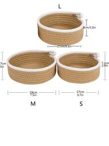 Rope Woven Storage Basket With Handle, Desktop Organizer Basket For Toys, Stationery, Cosmetics, Home Use