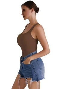 Body sport fără cusături, pachet de 3 bucăți, stil maiou cu nervuri, potrivit pentru sală, purtare zilnică, exterior, body modelator casual