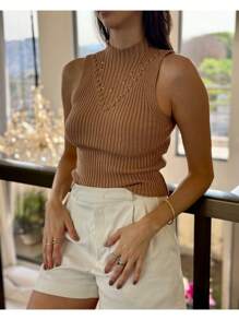 SUMMER KNITTED MODAL TANK TOP NEW COLLECTION - 米色 - 查看 1