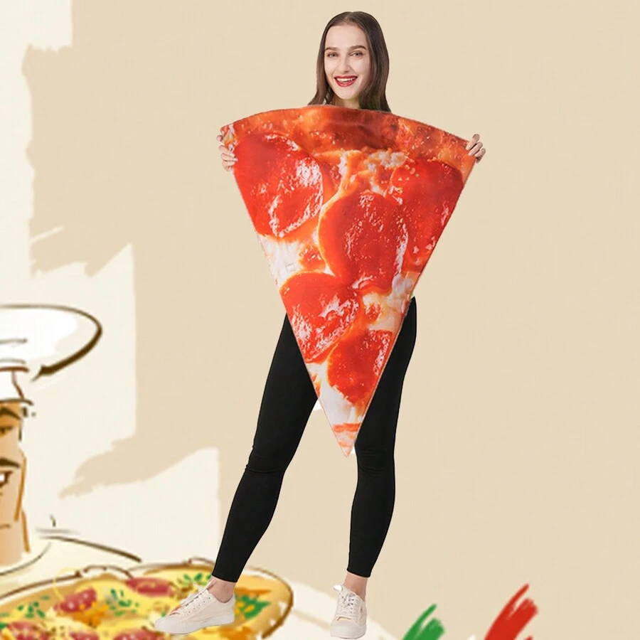 成人情侣美式披萨服装角色扮演化装女式趣味食物连体衣，适合万圣节和狂欢节