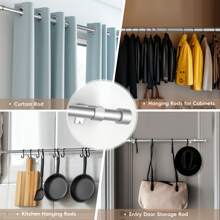 1 Set Of Modern Design Curtain Rods, 1 Inch Diameter Metal Modular Free Combination Barrier-Free Appearance Living Room Curtain Rods, Multiple Specifications 48 Inches - 144 Inches Window Decoration Curtain Rods, Solid Aluminum End Cap Bedroom Curtain Rods, Suitable For Home Decoration, Apartments, Bathroom Decoration, Dormitories, Outdoor (Gold, Black, Silver) - 銀色 - 查看 8