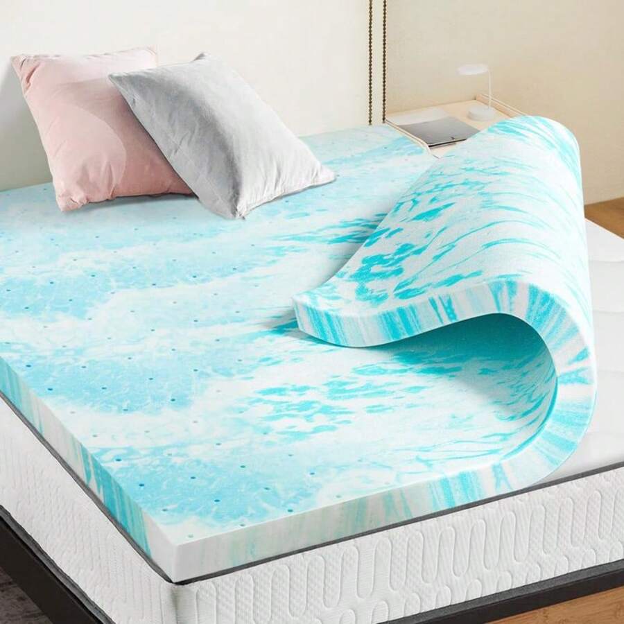 SweetFurniture Mattress Topper Memory Foam Cooling Gel Swirl Infused