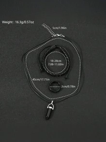 4pcs/Set Fashionable Men's Black Round Face Casual Alloy Quartz Analog Watch, Necklace, Ring Jewelry Set