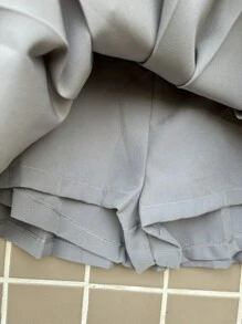 Tailored Skirt Shorts - Grey - View 3