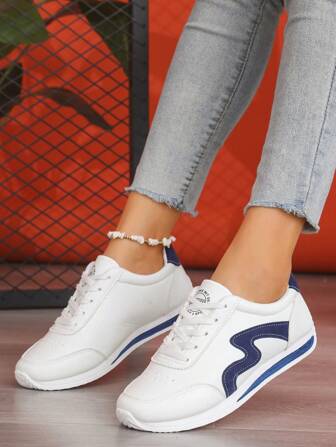 Fashion Casual Sneakers, Comfortable Non-Slip Soft Sole White Shoes, Versatile Outfit Design