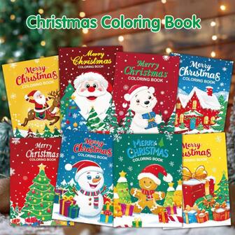 4pcs/Set Christmas Coloring Books, Random Styles, Party Favors, Stocking Stuffers, Bulk Gifts, Mini Coloring Books For Holiday Party, School, Classroom Activities
