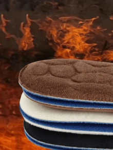 2 件装保暖鞋垫，足部保护垫，适合秋冬季 - 黑色 - 查看 3