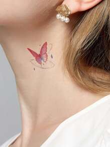 4 chiếc bánh hình bướm anh đào Dopamine nhiều màu sắc Quà tặng họa tiết Y2k Hình xăm tạm thời, Hình xăm giả cho phụ nữ, Đồ trang trí tiệc cho trẻ em Vai, Cổ, Xương đòn, Bàn tay, Ngón tay & Sau tai - Nhiều màu - Xem 3