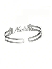 1 st. Goud Zilver Aangepaste Naam Armband Dames Meisjes Roestvrij Staal Aangepaste Naam Vlinder Verstelbare Achterkant Armband Sieraden Cadeau Thanksgiving Kerstmis