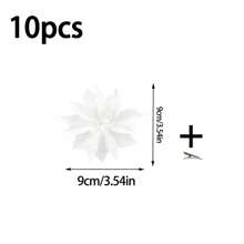 2pcs/10pcs Glitter Poinsettia Artificial Multicolor Poinsettia Christmas Tree Decorations (With Clips), Glitter Poinsettia Flowers, Christmas Decorations, Holiday Accessories, Christmas Tree, Wreaths, Glitter Poinsettia Christmas Tree Ornaments, Holiday Decoration DIY Poinsettia Wreaths, Party Decor Poinsettia Wreath Decorations, Artificial Wedding Flower Decorations, Party Gift Clips - White - View 14