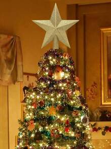 6 英寸闪光圣诞树顶饰防碎圣诞树装饰树顶适合节日装饰或家居装饰最佳礼物 - 彩色 - 查看 2